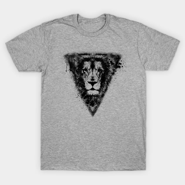 Black Ink Lion Head T-Shirt by sebstadraws